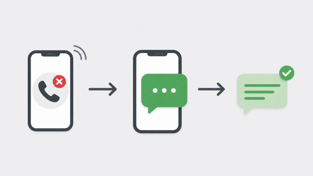 GoHighLevel missed call text back automation showing instant SMS reply and follow up messages