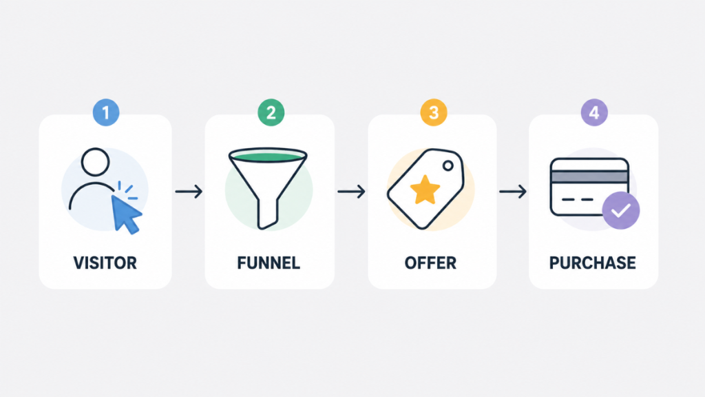 clickfunnels sales funnel flow from visitor to purchase