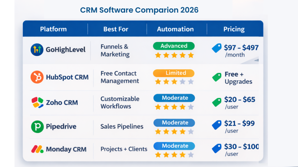 CRM tools comparison for lead generation