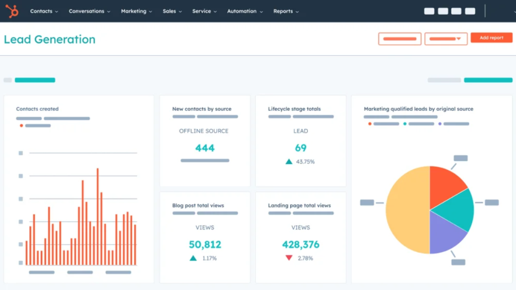 CRM dashboard showing deal pipeline and lead management stages