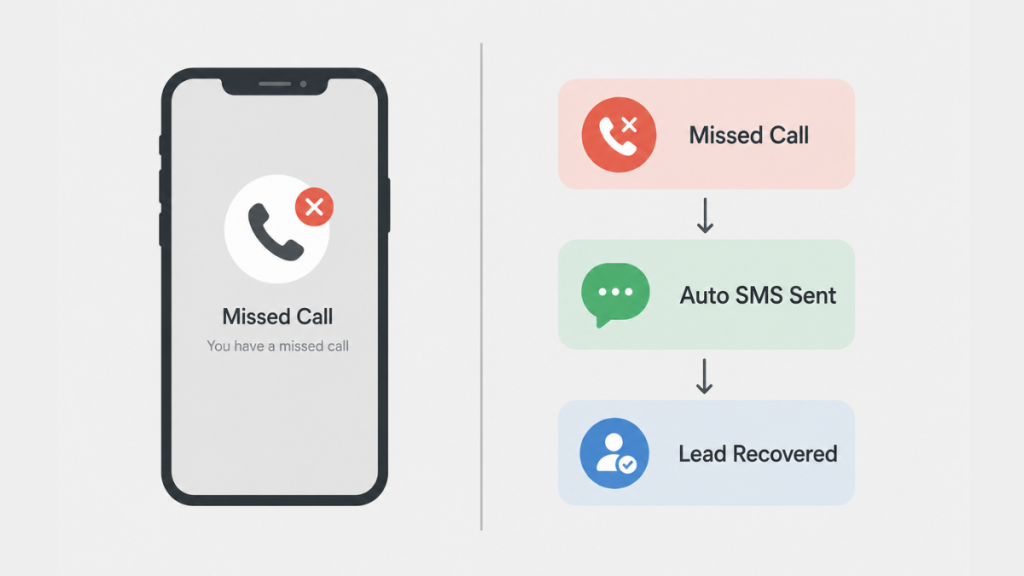 Automated lead follow-up sequence showing instant SMS response, next day email and appointment booking