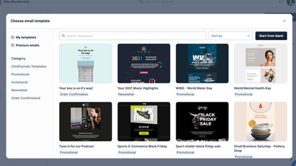 ClickFunnels funnel template library examples