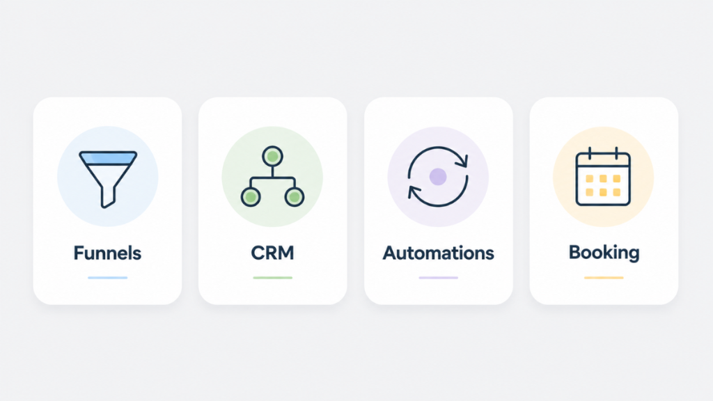 funnels crm automations and booking tools included in gohighlevel