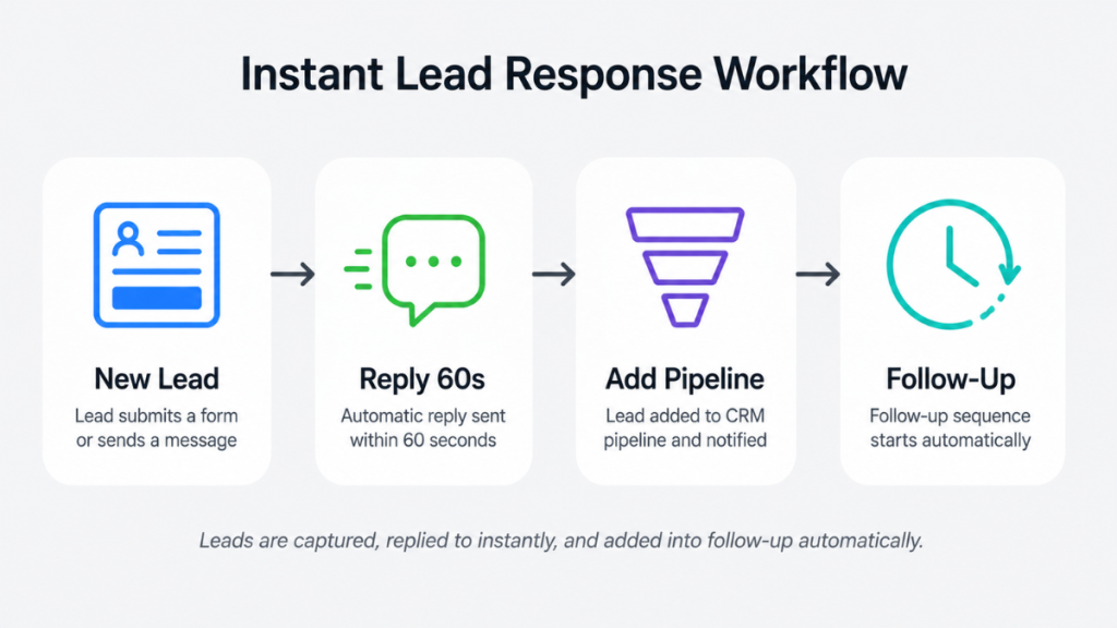CRM instant lead response workflow new lead reply pipeline follow up