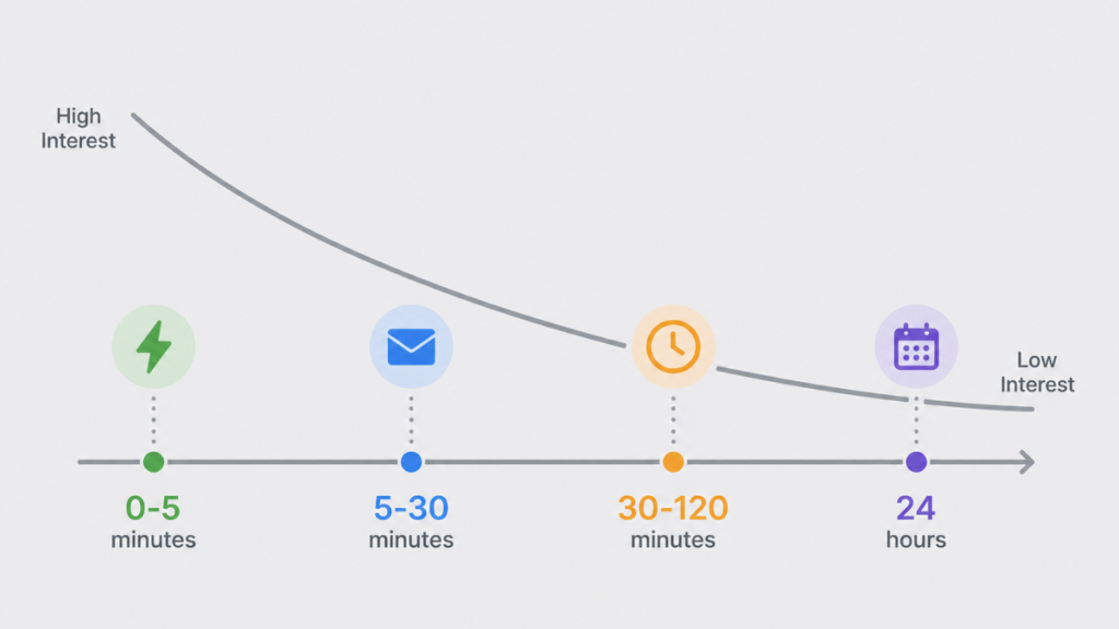 Lead intent decay timeline showing how quickly interest drops after enquiry