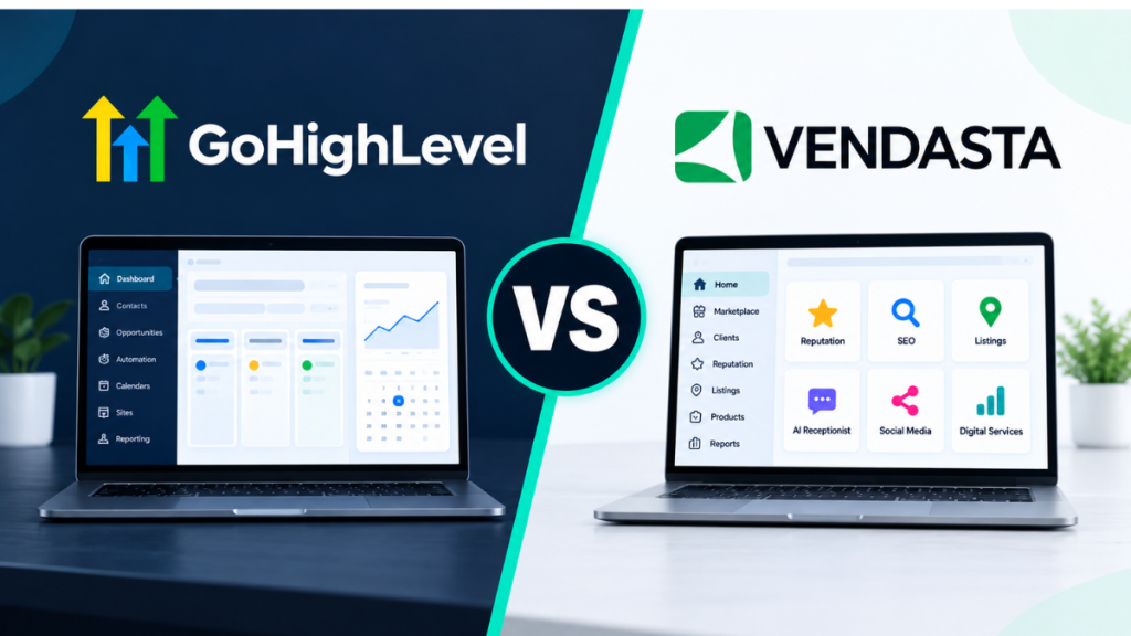 gohighlevel vs vendasta image displaying screen side by side